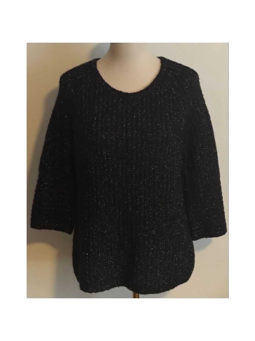 Women's F&F Black Silver Sparkle Crew Neck Sweater Size 6
